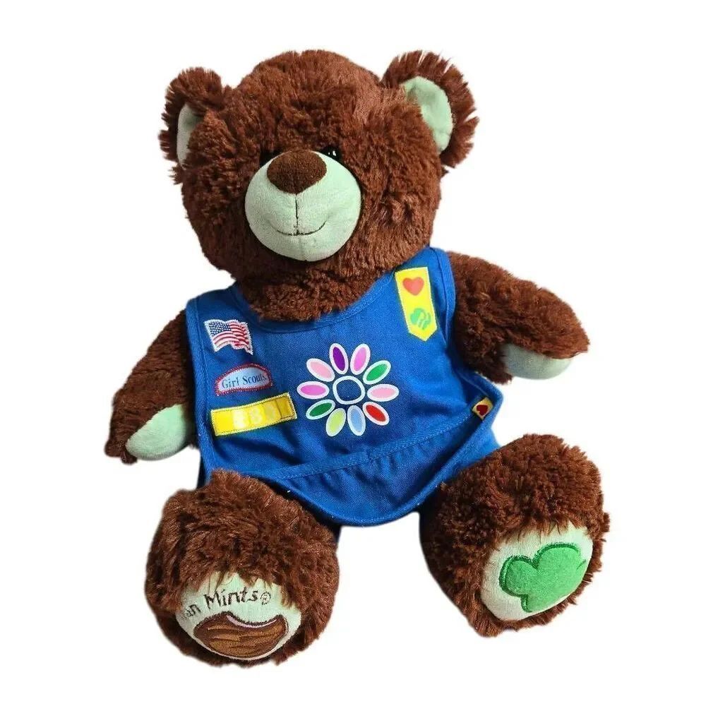 Build A Bear Girl Scout Cookies Thin Mints Plush Bear 15 Inch BAB Teddy Brown Da